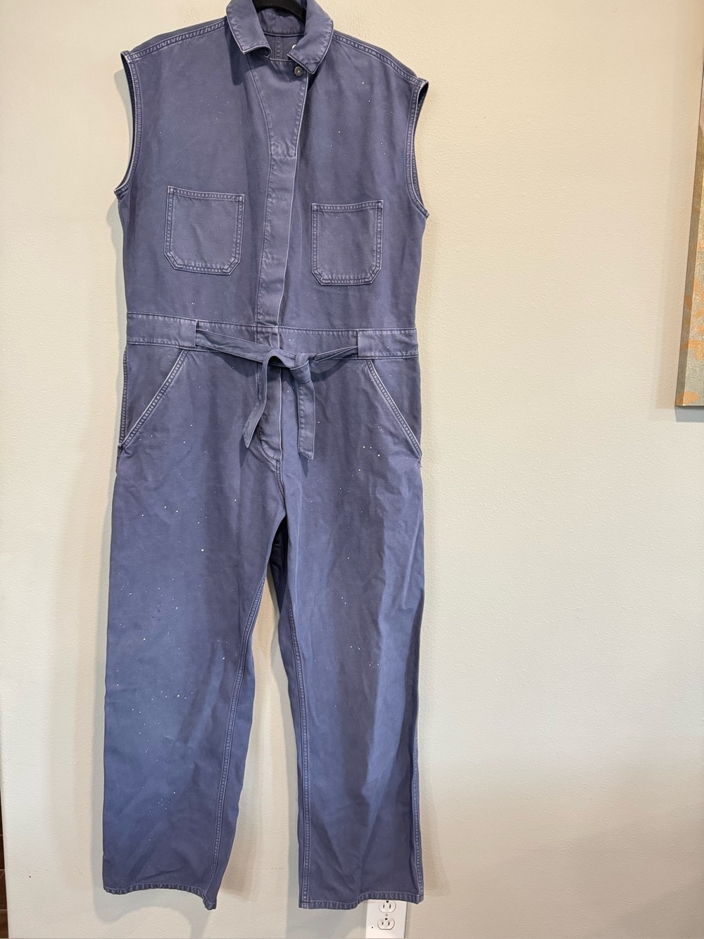 Golden Goose Sleeveless Utility Jumpsuit Paint Stain Splatter Speckled 38